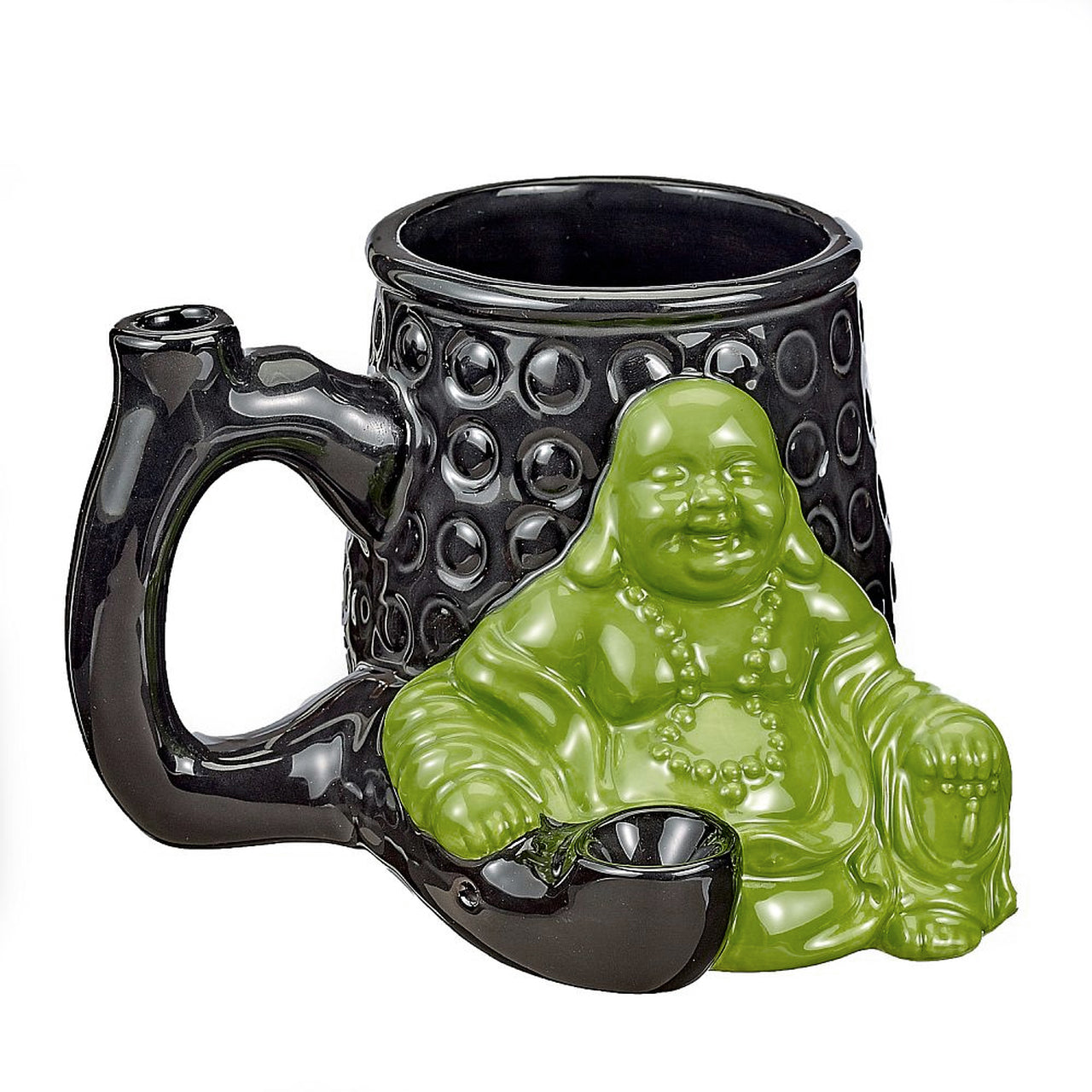 PREMIUM ROAST & TOAST CERAMIC MUG W/ PIPE - BLACK MUG W/ BUDDHA