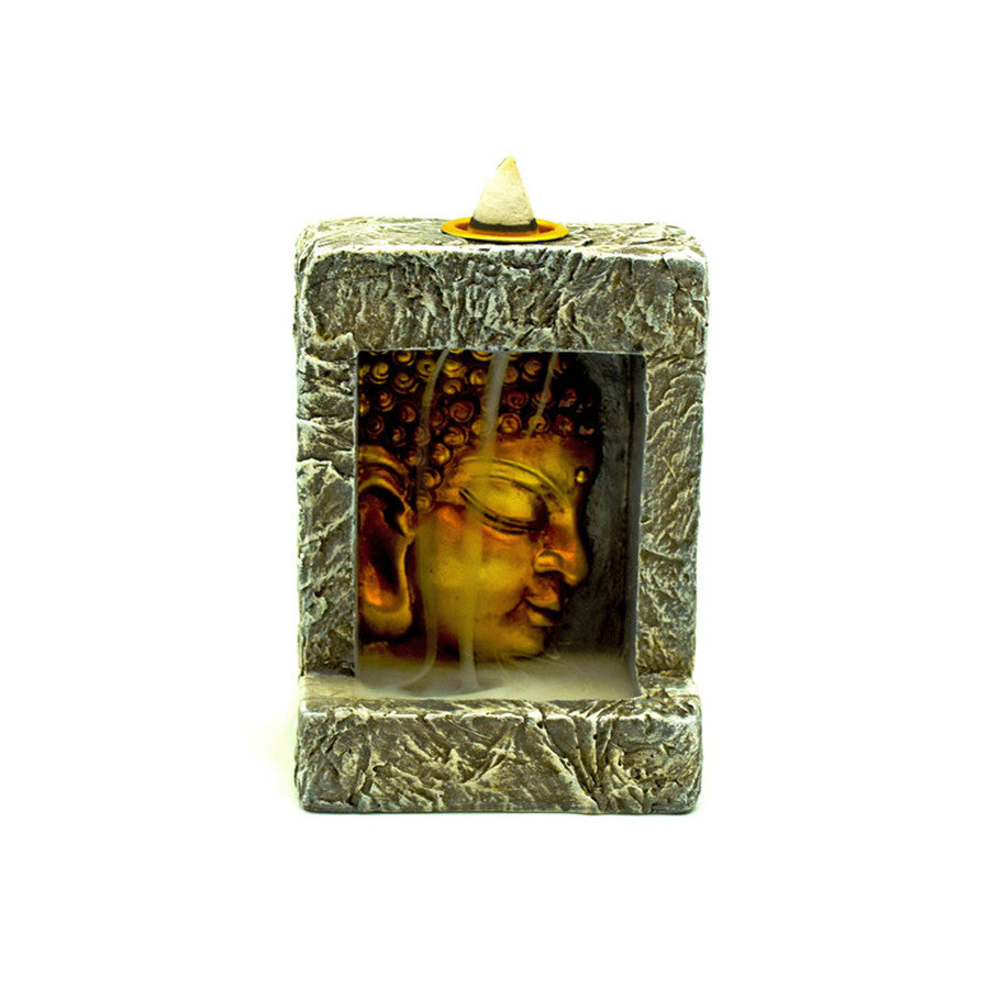 BUDDHA HEAD SQUARE BACKFLOW INCENSE BURNER