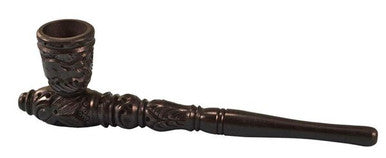 Dark Nostalgia Carved Wood Smoking Pipe - 8"