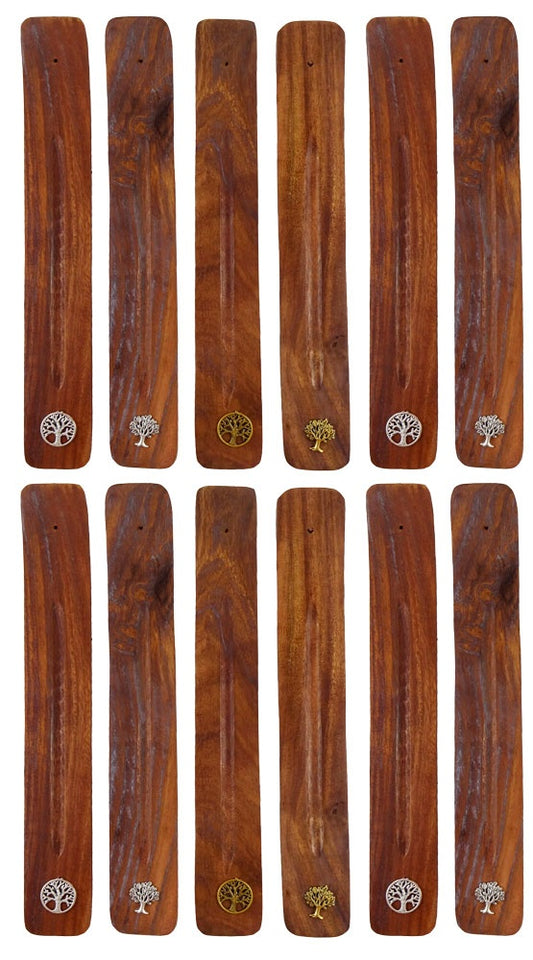 WOODEN INCENSE BURNERS - TREE OF LIFE SYMBOLS SET OF 12