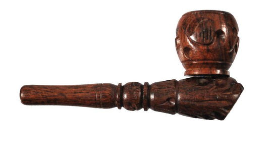3" CARVED STANDING ROSEWOOD WOOD PIPE