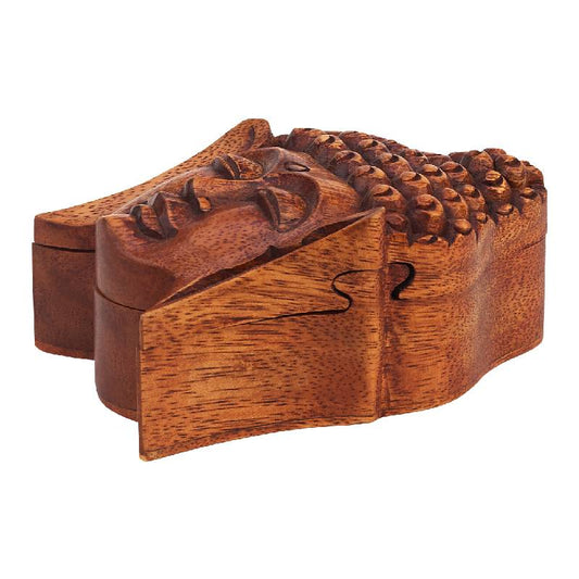 WOODEN PUZZLE BOX - 6" X 3.25" BUDDHA HEAD