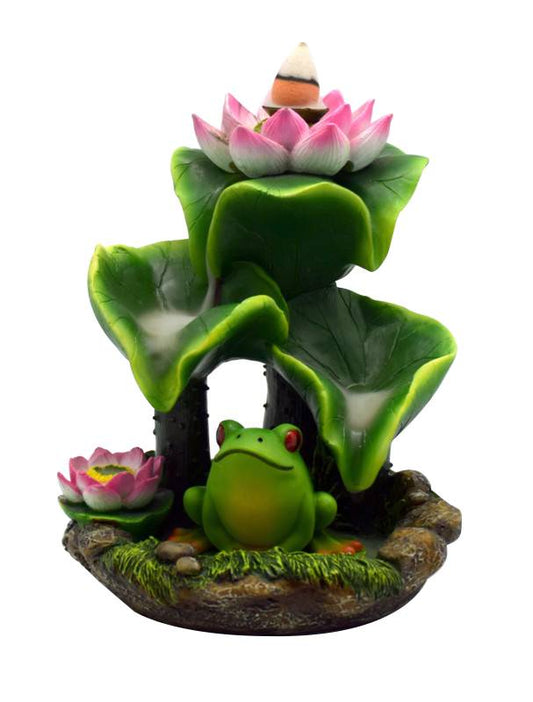 6 X 5" FROG & LILY PAD BACKFLOW INCENSE BURNER  2842
