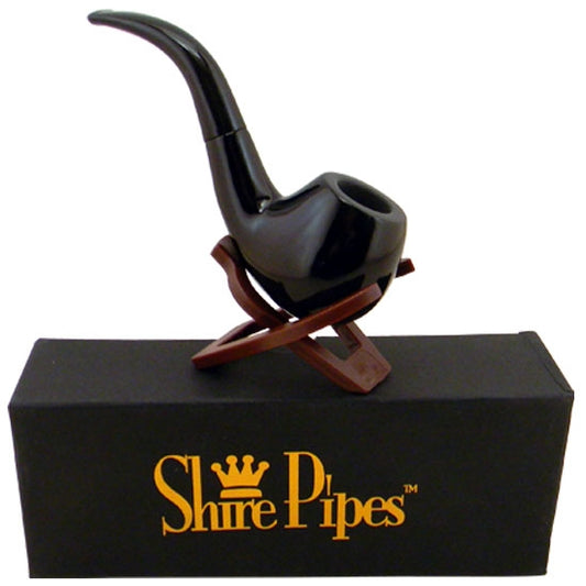 BENT EBONY PIPE BY SHIRE PIPE - 5.5"