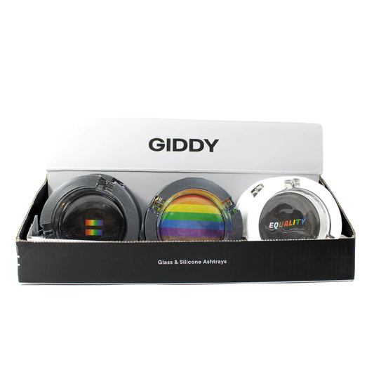 GIDDY 3" GLASS ASHTRAY W/ SILICON COVER - BOX OF 6